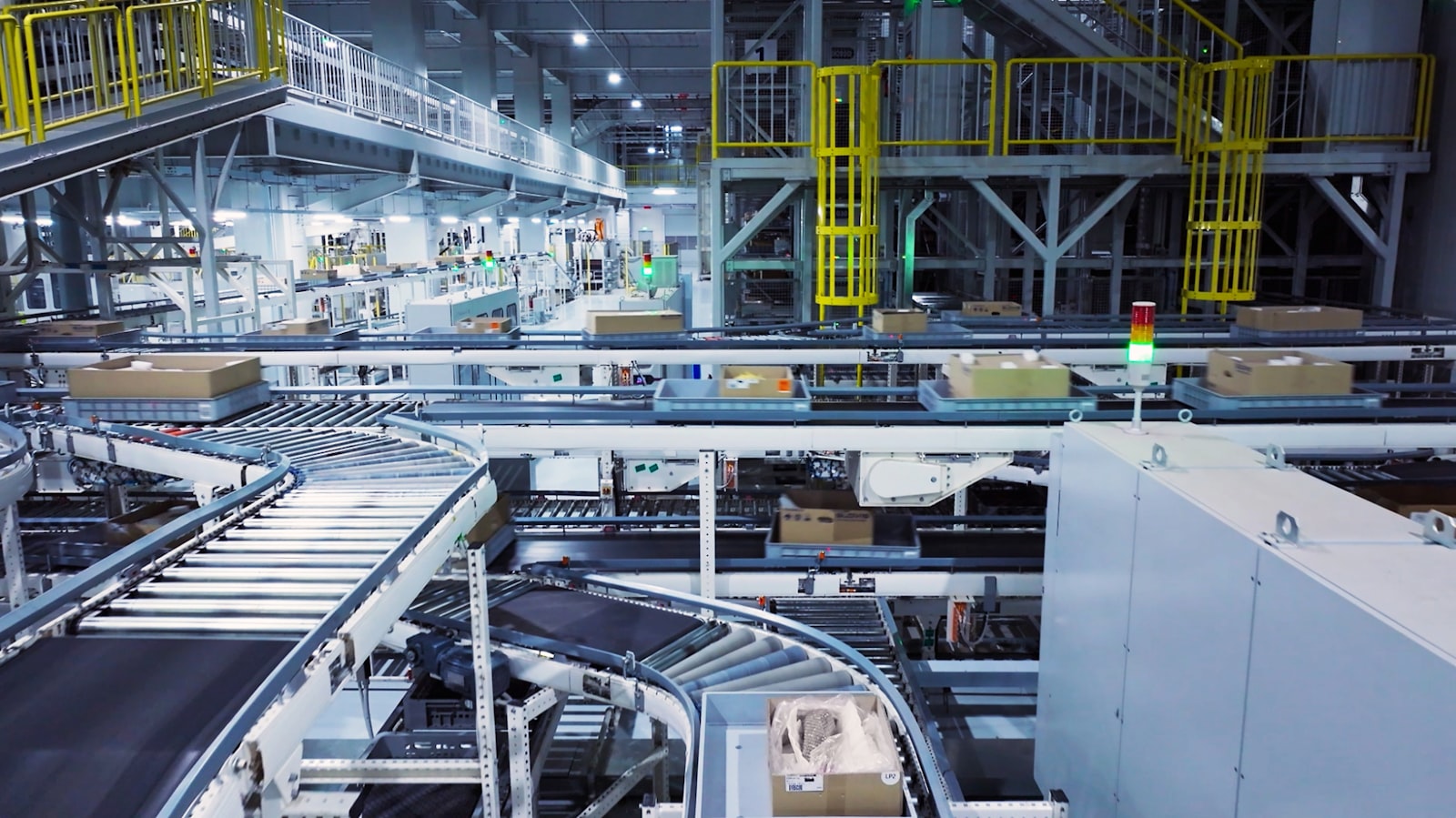 A production line moving work from one stage to the next