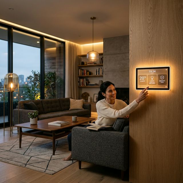 Modern smart home with connected IoT devices and automation systems